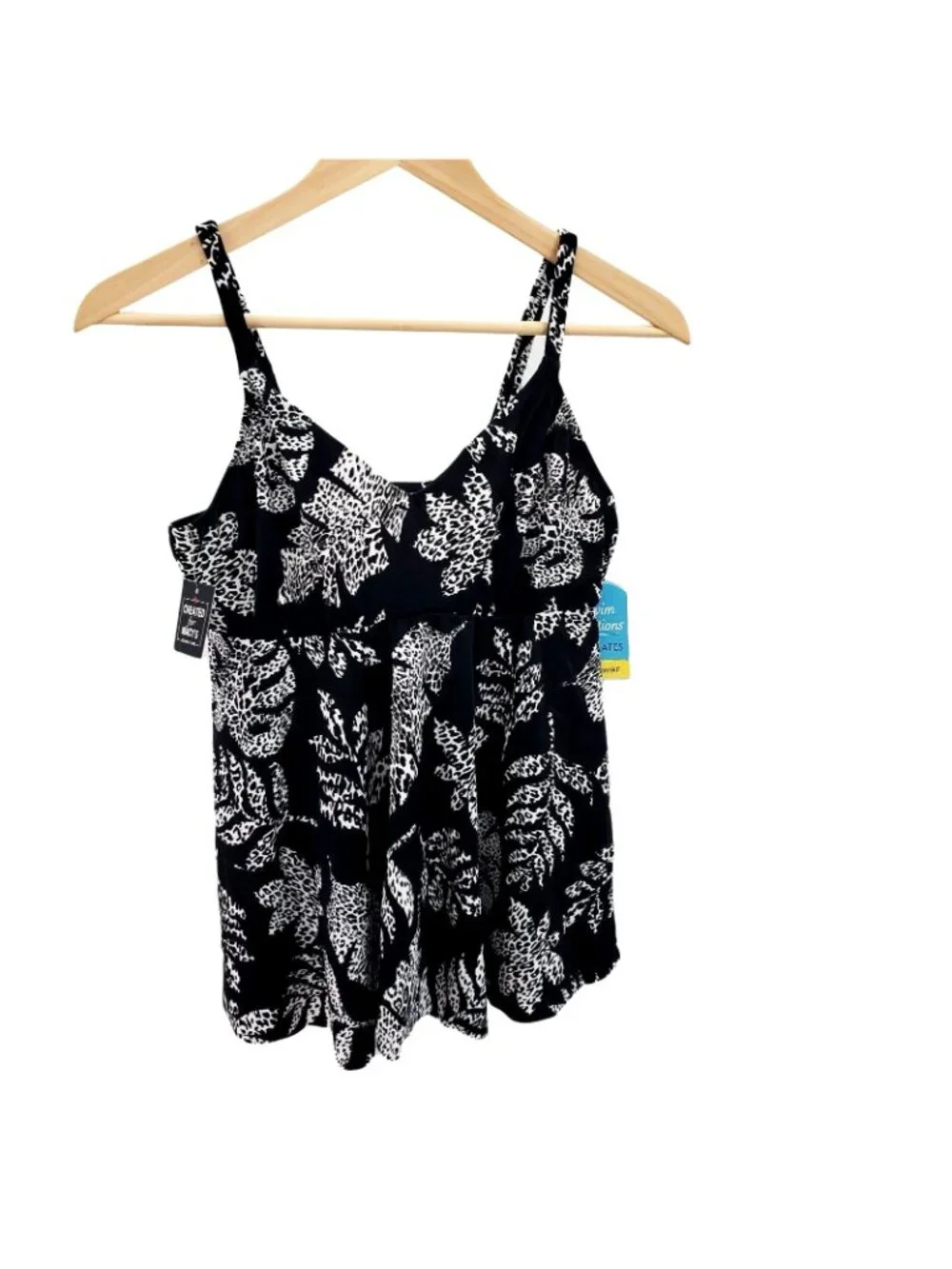 Swim Solutions 8 Bikini Top Bathing Suit Spotted Leaf Underwire Tankini Swimwear